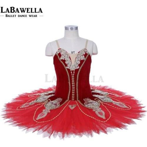Red Spanish Professional Ballet Tutu Costume Girl Pancake Ballet Tutu Costume Dance Troupe Performance Tutu Don Quixote JY002A