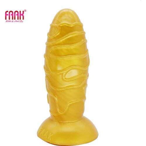 FAAK 2021 Gold Dildo Ass Sex Toy Silicone Ass Plug Man Texture Vagina Stimulation Anal Massage Sex Supplies Lover Flirting Tool