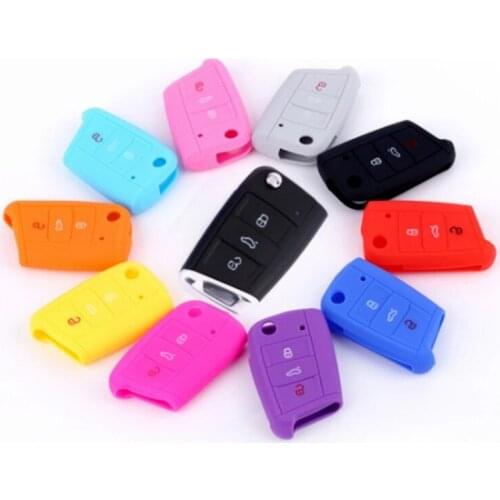 Silicone Car Key Case Protector Flip Remote Car Key Cover Skin Holder for VW Golf 7 MK7 New Polo Skoda Octavia A7 Jetta 4 Tiguan