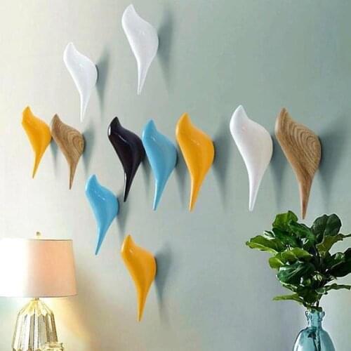 Creative Bird Shape Wall Hooks Coat Hat Hanger Hook Solid Wood Colorful Bedroom Bird Hook Home Decorative