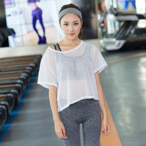 Hot Women Fitness Yoga Blouse Mesh Bottoming Shirt Outdoor Riding Running Quick-Drying Sports Top T-shirt