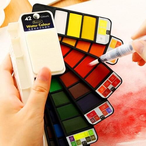 San 18/25/33/42 Solid Paint Set Watercolor With Water Brush Pen Foldable Travel watercolor pigment set superior watercolor drop