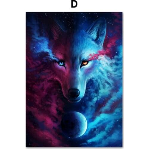 Abstract Animal Lion Owl Wolf DIY Cross Stitch Embroidery 11CT Kits Needlework Craft Set Cotton Thread Printed Sale