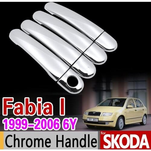 For Skoda Fabia I 1999-2006 6Y Chrome Handle Cover Trim Set MK1 2000 2001 2002 2003 2004 Car Accessories Sticker Car Styling