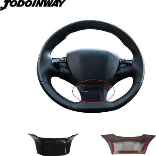 1pcs ABS gloss black Steering wheel Sticker wrap cover trim accessories for peugeot 308 SW T9 2014-2019 3008 2016 2017 2018