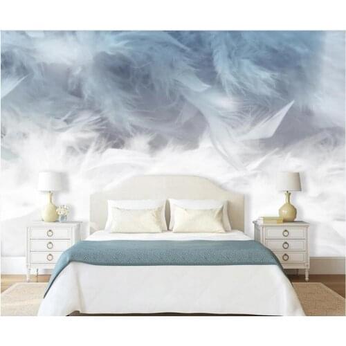 XUE SU Custom wall covering Nordic modern hand-painted abstract feather small fresh living room mural background wall paper