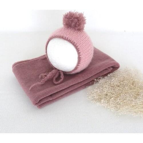 Newborn Stretch Knit Wraps Baby Jersey Wrap and hat Photo Prop Newborn Swaddle Blanket Photography Prop outfit