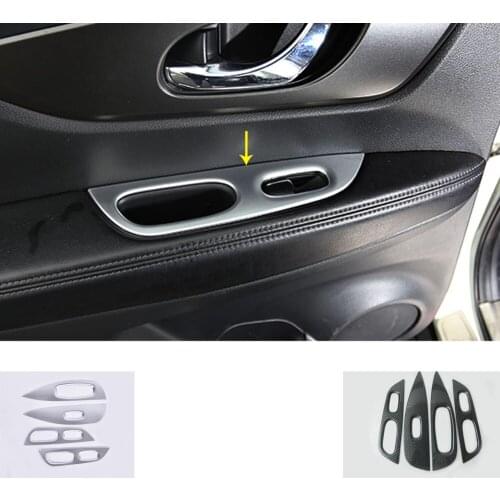 Cover Silver Door Window Glass Panel Armrest Lift Switch Button Trim Frame For Nissan X-Trail XTrail T32/Rogue 2014 2015 2016