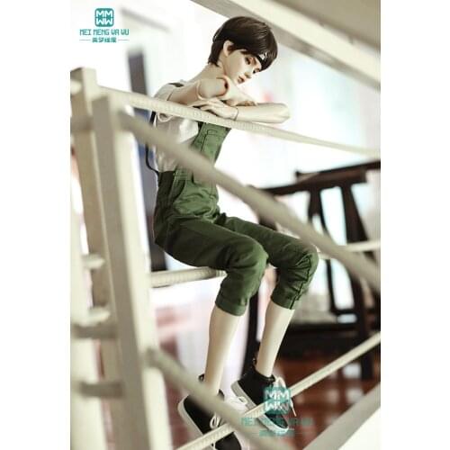 BJD doll clothes fits BJD uncle fashion T-shirt Army green strap trousers