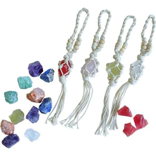 Crystal Rear Mirror Pendant Car Lucking Stone Pendants Crystal Ball Pendant Natural Agate Crystal Pendant Car Wind Chime