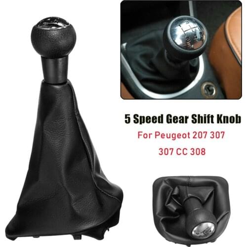 5 Speed Gear Shift Knob Shifter Boot for Peugeot 207 307 307 CC 308 with Gaiter Boot Cover Professional Car Accessories