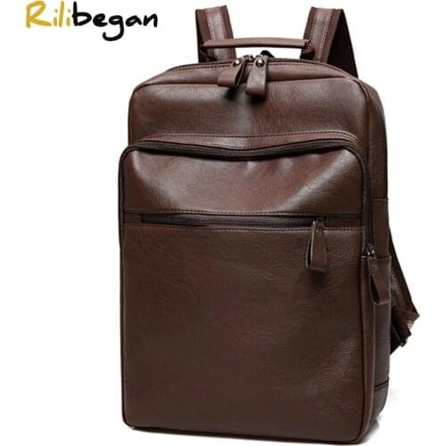 Fashion PU Leather Backpack Men Waterproof Backpack Men Backpack for Travel Business Backpack Laptop PU Large Capacity Bag