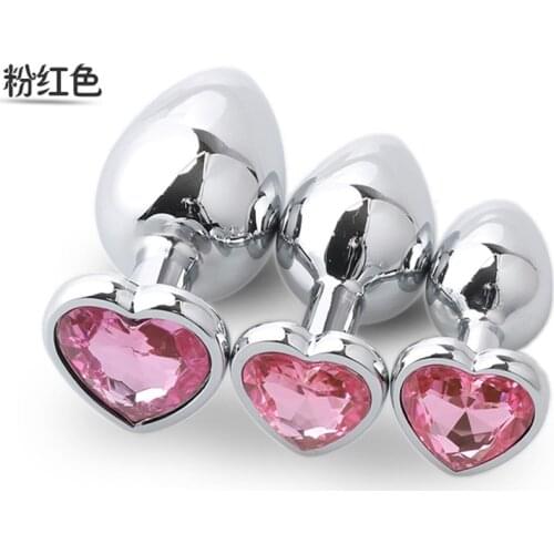 Sex Shop New Multiple Color Heart-shaped Metal Anal Plug 3 pce/set Anal Ass Butt Plug Massage Stimulate Fetish Adult Games Toys