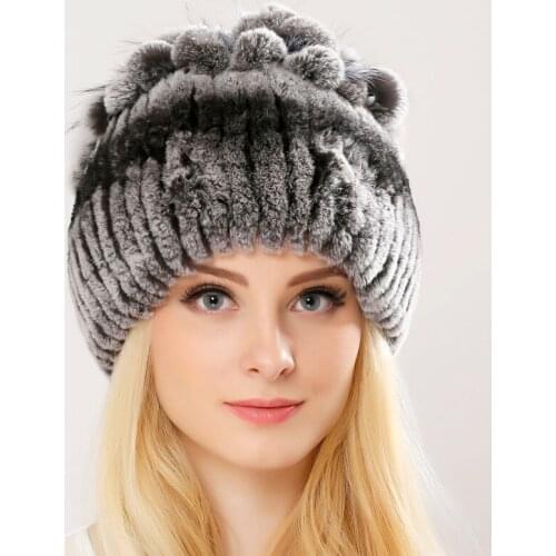Hat Womens Winter Female Hat for Women 100% Real Rex Rabbit Fox Fur Hat Rex Rabbit Fur Caps lady Winter Warm Headwear