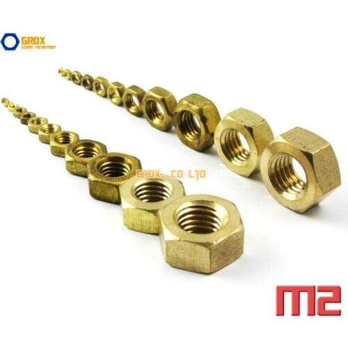 400 Pieces M2 Brass Metric Thread Hexagon Nut