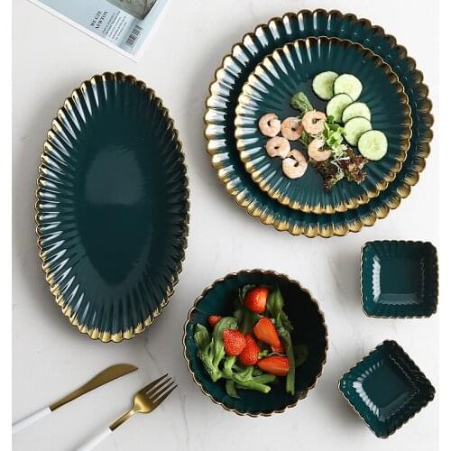 Nordic modern home Phnom Penh plate creative retro hotel ceramic tableware oval plate soup bowl salad bowl flavor plate