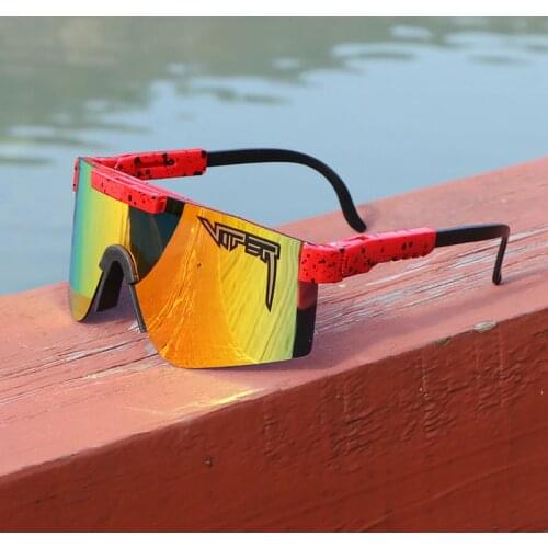 New Pit Viper Brand Sports Sunglasses Oversized Men Polarized TR90 Frame Blue Mirrored Lens Cycling Sun Glasses Original Case