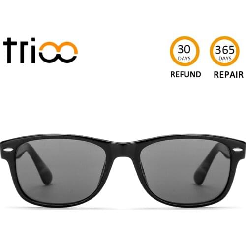 TRIOO Driving Prescription Glasses Black Square Graduate Unisex Sunglasses Myopia Nearsighted Shades UV Block Eyeglasses Tint