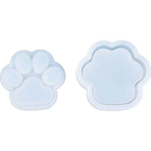 U90E 1 Set Cat Paw Storage Box Crystal Epoxy Resin Mold Handmade Jewelry Container Case Silicone Mould DIY Crafts Casting Tool