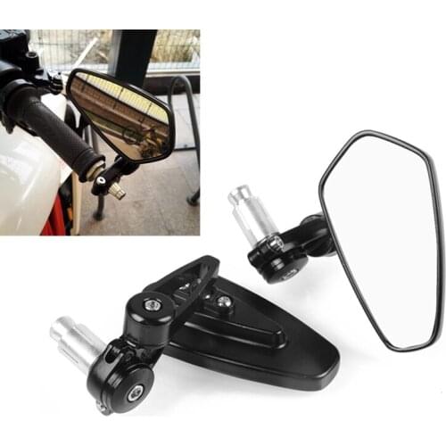 7/8" 22mm Handle Bar End Universal Motorcycle Motorbike Scooters CNC Aluminum Rear View Black Side Rearview Mirrors