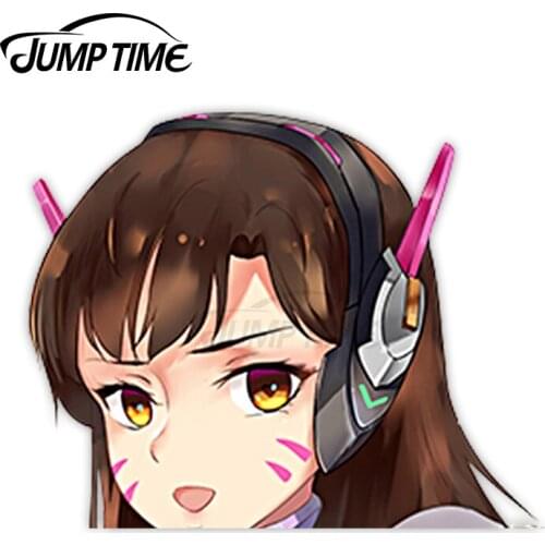 Jump Time Overwatch D.Va (Hana Song) 8 10.5 Big Head Anime Peeker Vinyl Decal Waifu Kawaii Girl Car Stickers