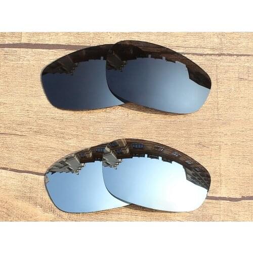 Vonxyz 2 Pairs Stealth Black & Chrome Mirror Polycarbonate Replacement Lenses for-Oakley Split Jacket Frame