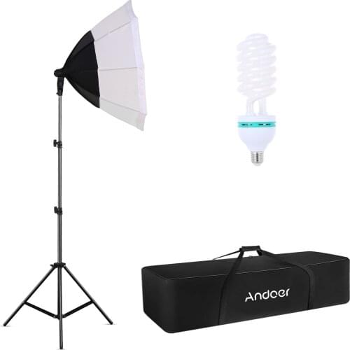 Andoer Octagon Softbox LED Light Large Octagon Softbox+135W LED Light Bulb 5500K+2M Light Stand+Carry Bag for Live Streaming