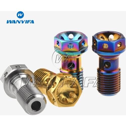 Wanyifa Motorcycle Bolt M10x1.0 1.25 Pitch Titanium single Banjo Bolt for Brembo Brake Dual Line
