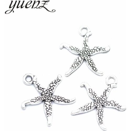 YuenZ 30 pcs Charms for Necklace Jewelry Making Trendy Tibetan silver Starfish Charms Metal Pendants 18*17mm D7111