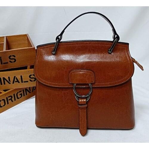 Shell Package Leather Oil Wax Classic Multi-Function Travel Hand Luxury Large Capacity Cowhide Personality Womens Shoulder Bag