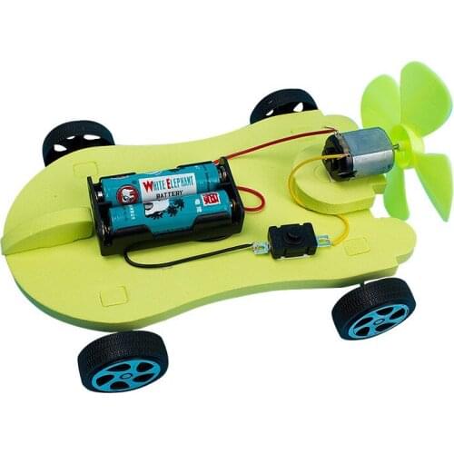 1Pcs DIY Wind Force Simple Car Model Toys Students Science Education Interesting Gizmos Assembled Building Block Toys