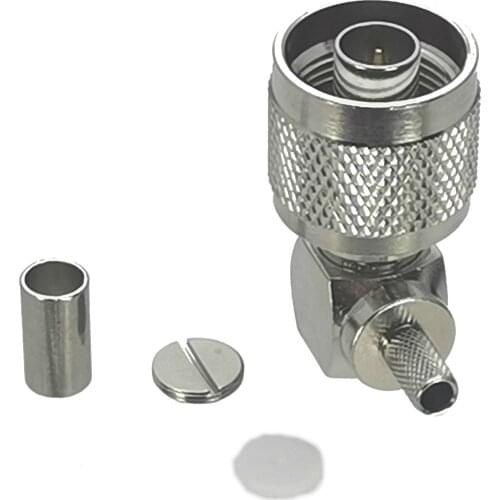 1Pcs Connector N Male Plug Right angle Crimp RG58 RG142 LMR195 Cable RF Adapter Coaxial High Quanlity