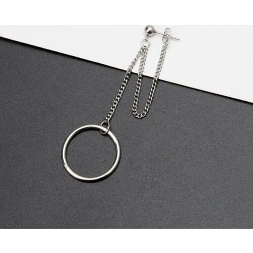 1Pc Titanium Moon Star Leaf Pendant Double Chain Drop Earring Korean Jewelry