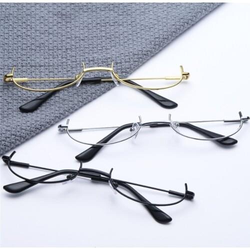 1PC 3 Colors Fashion Style Small Half Frame Glasses Ultralight Clear Glasses Portable Gift For Men And Women Flat NO Mirror