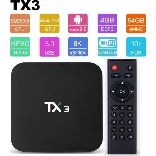 10PCS/LOT Tanix TX3 Android 9.0 Amlogic S905X3 4GB RAM 32GB 64GB 2.4G/5GHz Dual Wifi Smart Media Player Europe fast shipping