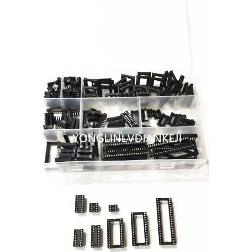122pcs 2.54 mm Pitch DIP IC sockets welding wire TYPE ADAPTOR assortment set (6 / 8/14/16/18/24/28/40 Pins)