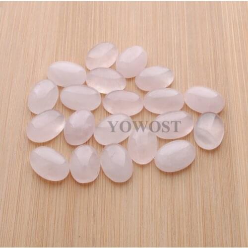 20Pcs Cabochon Stones Making Jewelry 10x14mm Egg Shape Rose Quartzs Natural Stone Beads No Hole Handcrafted Accessories QU3052