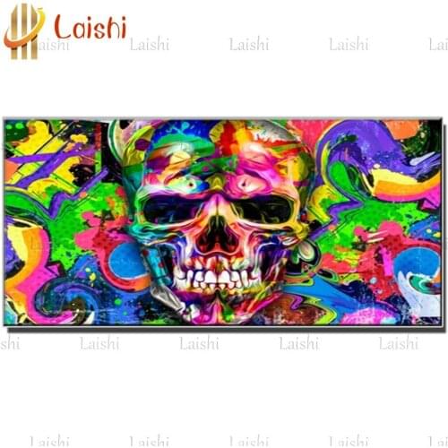 Diamond Painting Abstract skull 5D Full Square round Diamond Embroidery Mosaic Picture Of Rhinestones Handicraft home decor