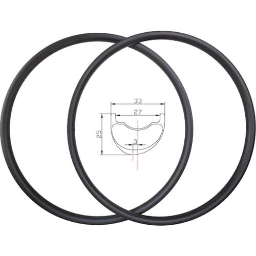 Light 29er XC Asymmetric Tubeless MTB Carbon Rims 33mm Width 25mm Depth 24H 28H 32H Clincher Racing Bicycle Gravel Woods Wheels