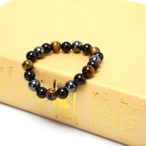 Natural Black Obsidian Hematite Tiger Eye Beads Bracelets Men For Magnetic Health Protection Women Jewelry Pulsera Hombre