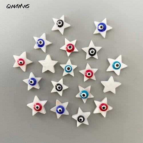12mm Star Beads Evil Eye Natural Shell Beads Flat beads Spacer Beads for jewelry bracelets necklace