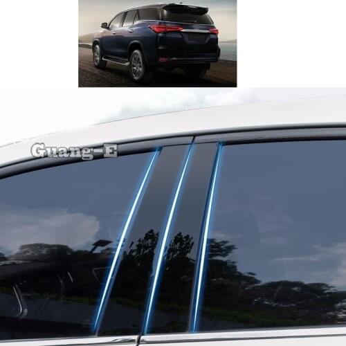 For Toyota Fortuner 2016 2017 2018-2021 Car PC Material Pillar Post Cover Door Trim Window Piano Black Molding Sticker Plate