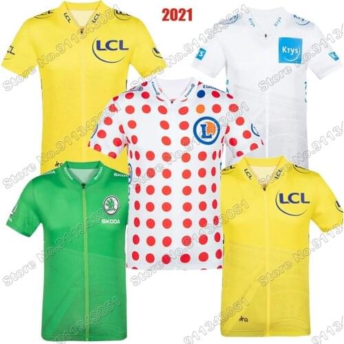 2021 France Tour Leader Cycling Jersey Short Sleeve Yellow Green Polka dot Cycling Clothing Road Race Bike Shirts MTB Maillot
