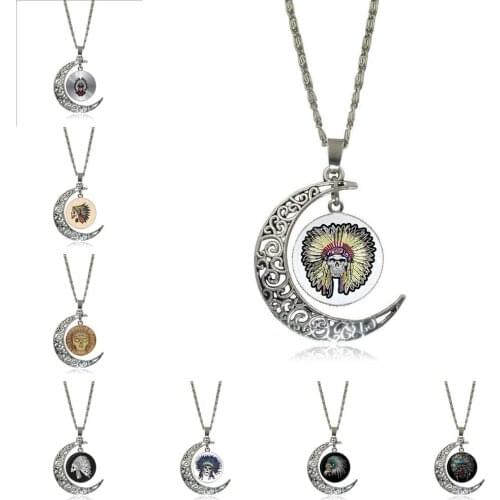 EJ Glaze Indian Skull For Kids Beads Fashion Glass Cabochon Moon Pendant Necklace Choker Necklace Jewelry