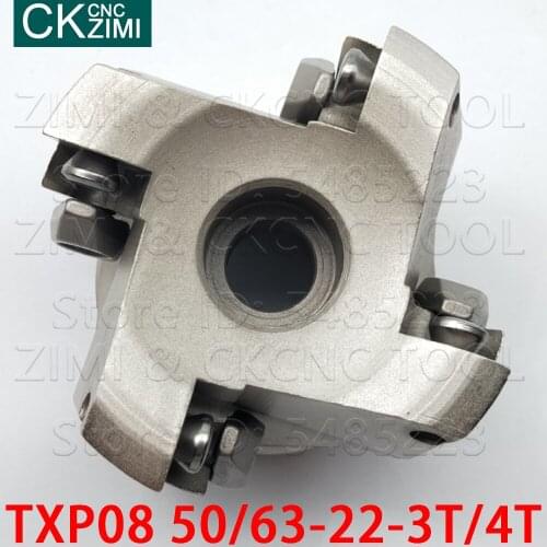 TXP08 50-22-3T TXP08 63-22-4T Big feed High Feed Face Milling Cutter TXP Clamped Fast Feeding Face Milling tools For WPMT WPMW