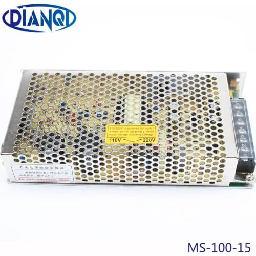 DIANQI power supply 100w 15v 6.7a power suply 100w 15v mini size power supply unit led ac dc converter ms-100-15