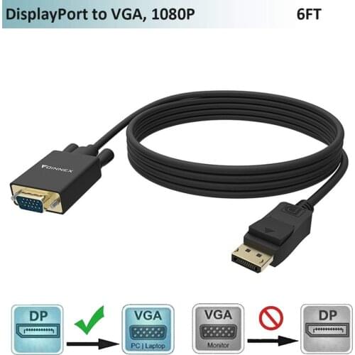 FOINNEX DP to VGA Cable,DisplayPort to VGA Monitor Cable 6FT Male Display Port to VGA Male Adapter Cord
