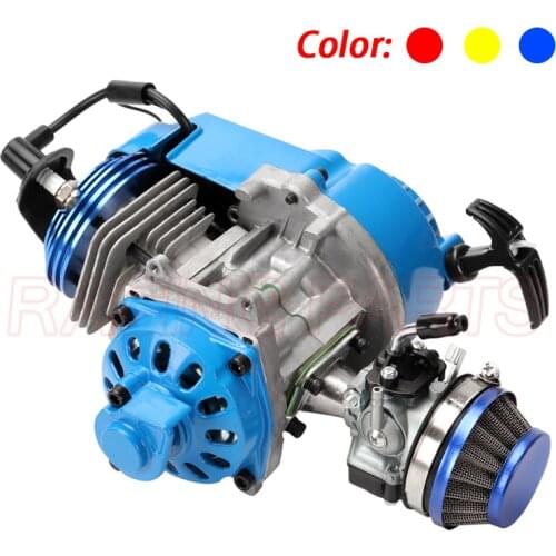49CC Engine Aluminum Pull Start 15MM Carburetor CNC head Air filter Mini Moto Pocket ATV Quad Buggy Dirt Pit Bike Blue