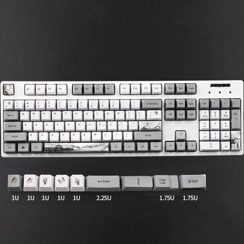 113 Key Ink Landscape Keycap OEM PBT 5-Surfaces Dye Mechanical Keyboard Keycap