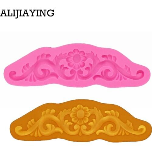 M0024 Long strip lace Flowers wedding sugar decoration tools for cake turning edge DIY fondant cake tools silicone mold